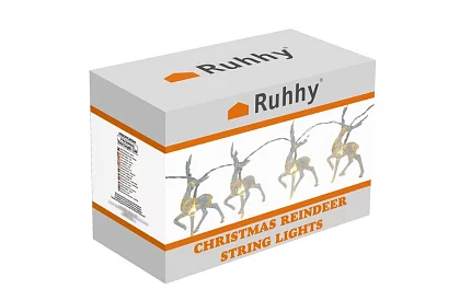 Vánoční LED řetěz na baterie 145 cm - Sobí světelná girlanda