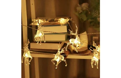 Vánoční LED řetěz na baterie 145 cm - Sobí světelná girlanda