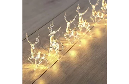 Vánoční LED řetěz na baterie 145 cm - Sobí světelná girlanda