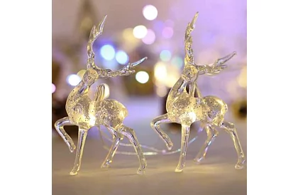 Vánoční LED řetěz na baterie 145 cm - Sobí světelná girlanda