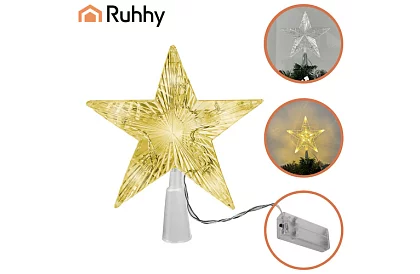 LED hvězda na vánoční stromeček – teplá bílá