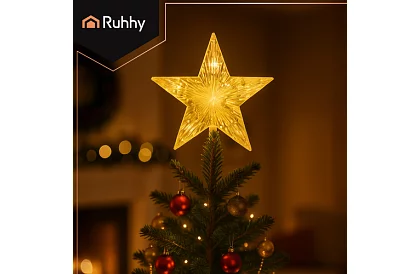 LED hvězda na vánoční stromeček – teplá bílá