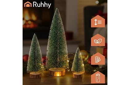 Mini vánoční stromky - sada 3 zasněžených stromků