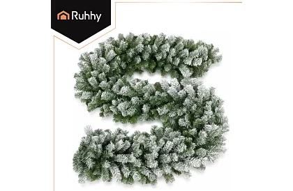 Vánoční hustý řetěz - girlanda zelenobílá 270 cm