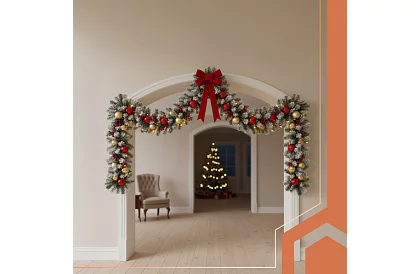 Vánoční hustý řetěz - girlanda zelenobílá 270 cm