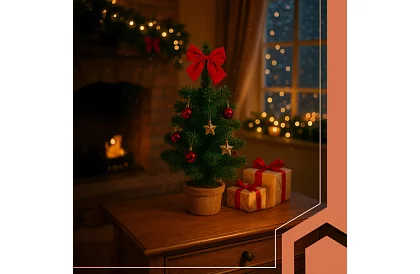 Malý umělý vánoční stromeček 45 cm – nazdobený