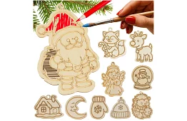 Dřevěné vánoční ozdoby k dotvoření 24 ks