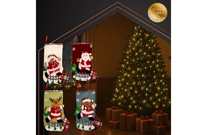 Vánoční ozdobné ponožky - sada 4 kusy s různými motivy