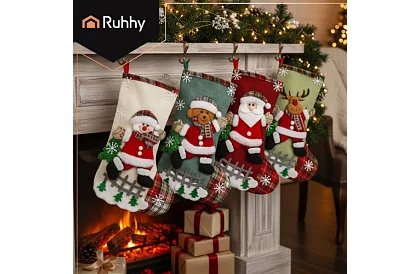Vánoční ozdobné ponožky - sada 4 kusy s různými motivy