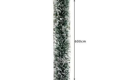 Dlouhý vánoční řetěz – bílozelená girlanda 6 metrů
