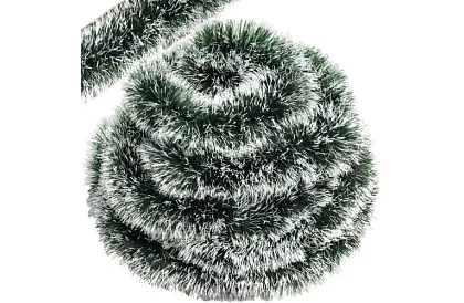 Dlouhý vánoční řetěz – bílozelená girlanda 6 metrů