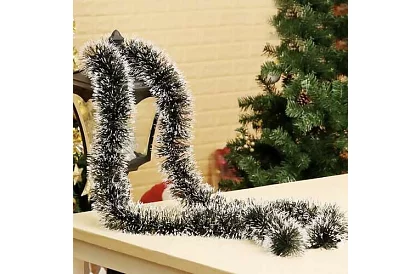 Dlouhý vánoční řetěz – bílozelená girlanda 6 metrů