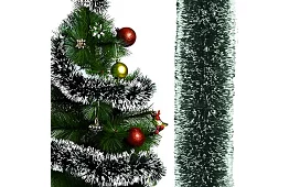 Dlouhý vánoční řetěz – bílozelená girlanda 6 metrů