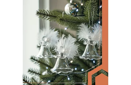 Sklenění andílci s peřím – 6 kusů