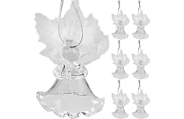 Sklenění andílci s peřím – 6 kusů