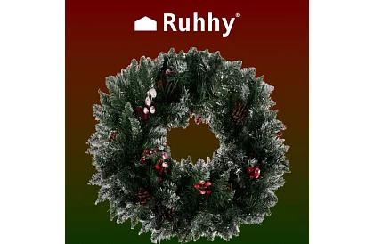 Dekorační zasněžený věnec na dveře