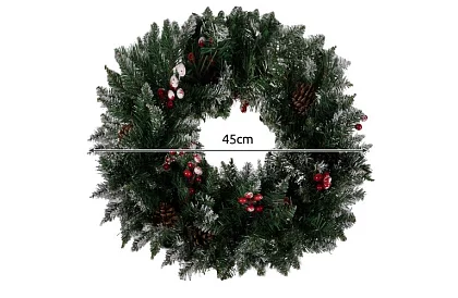 Dekorační zasněžený věnec na dveře