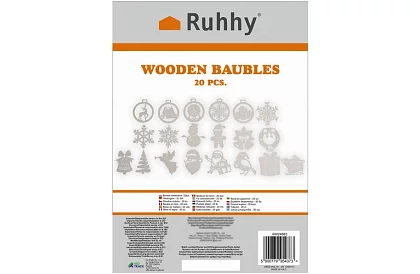 Dřevěné bílé vánoční ozdoby 20 kusů