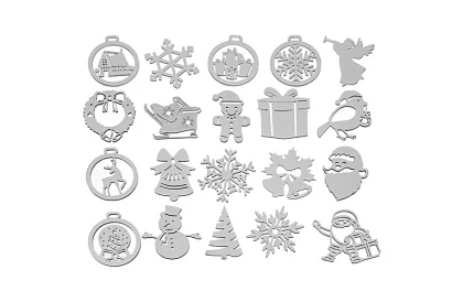 Dřevěné bílé vánoční ozdoby 20 kusů