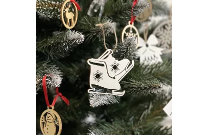 Dřevěné bílé vánoční ozdoby 20 kusů