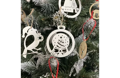 Dřevěné bílé vánoční ozdoby 20 kusů