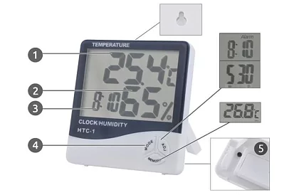 Digitální hodiny vlhkoměrem a teploměrem