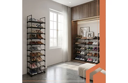 Předsínový regál 174x45x30 cm – botník 10 polic