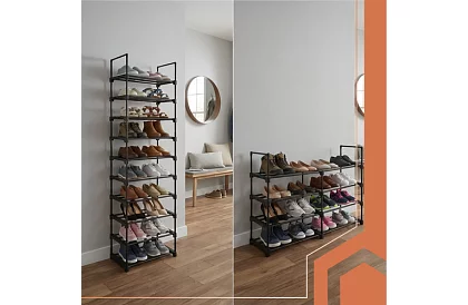 Předsínový regál 174x45x30 cm – botník 10 polic