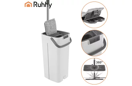 Praktický plochý mop + kbelík 8,5 litrů – dvoukomorový s příslušenstvím