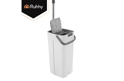 Praktický plochý mop + kbelík 8,5 litrů – dvoukomorový s příslušenstvím