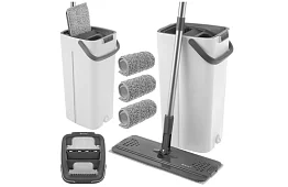 Praktický plochý mop + kbelík 8,5 litrů – dvoukomorový s příslušenstvím