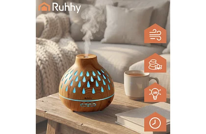 Aroma difuzér Puri – zvlhčovač vzduchu 400 ml s LED podsvícením