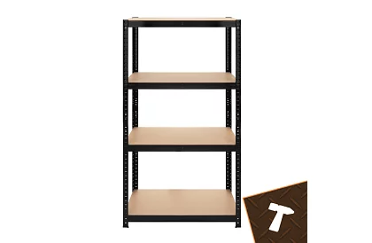 Skladový černý kovový regál, 4 police - 150x75x30 cm