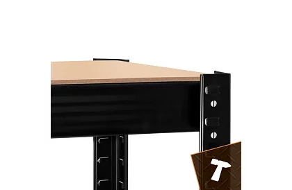 Skladový černý kovový regál, 4 police - 150x75x30 cm