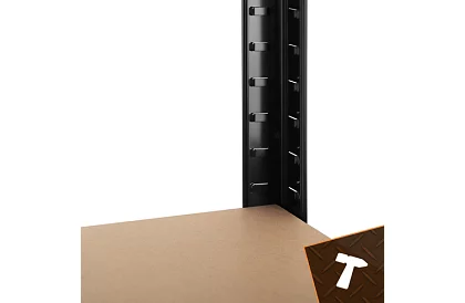 Skladový černý kovový regál, 4 police - 150x75x30 cm