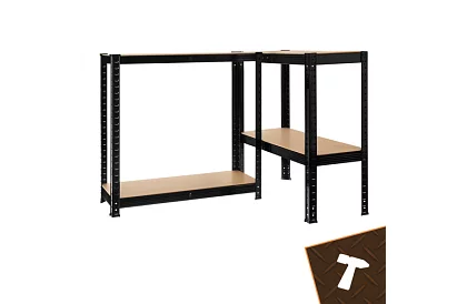 Skladový černý kovový regál, 4 police - 150x75x30 cm