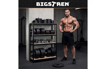 Skladový černý kovový regál, 4 police - 150x75x30 cm