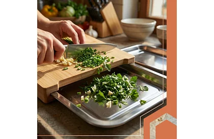 Bambusové prkénko s výsuvnými nádobami