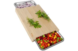 Bambusové prkénko s výsuvnými nádobami