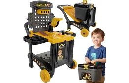 Dětská dílna 3v1, vozík s nářadím - 59 dílů