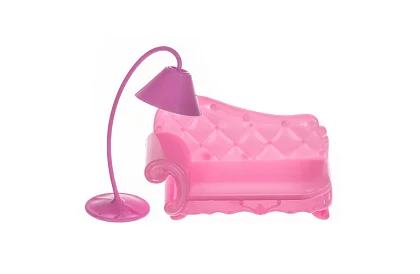 Třípatrový domeček pro panenky s balkonem + panenka + 22 kusů nábytku