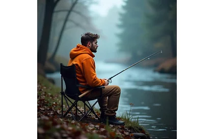 Kempingová sada, černá - rybářský stůl + dvě židle