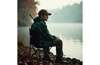 Kempingová sada, černá - rybářský stůl + dvě židle