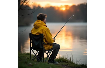 Kempingová sada, černá - rybářský stůl + dvě židle