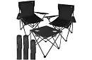 Kempingová sada, černá - rybářský stůl + dvě židle