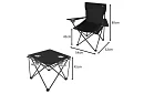Kempingová sada, černá - rybářský stůl + dvě židle