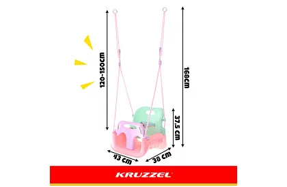 Dětská barevná houpačka 3 v 1 - do 30 kg - růžovozelená