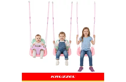 Dětská barevná houpačka 3 v 1 - do 30 kg - růžovozelená