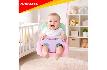 Dětská barevná houpačka 3 v 1 - do 30 kg - růžovozelená