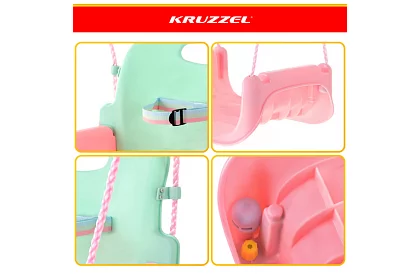 Dětská barevná houpačka 3 v 1 - do 30 kg - růžovozelená